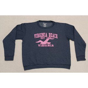 Hanes Comfort Gray Womens Virginia Beach Virginia Graphic Pullover Sweater Sz L